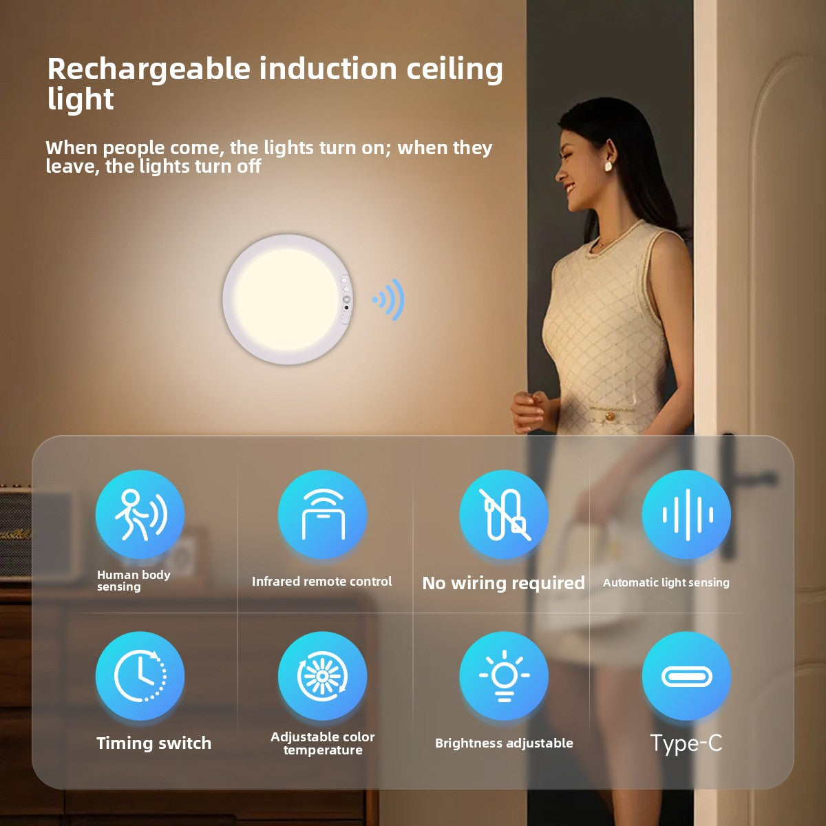 Rechargeable Motion Sensor Ceiling Light